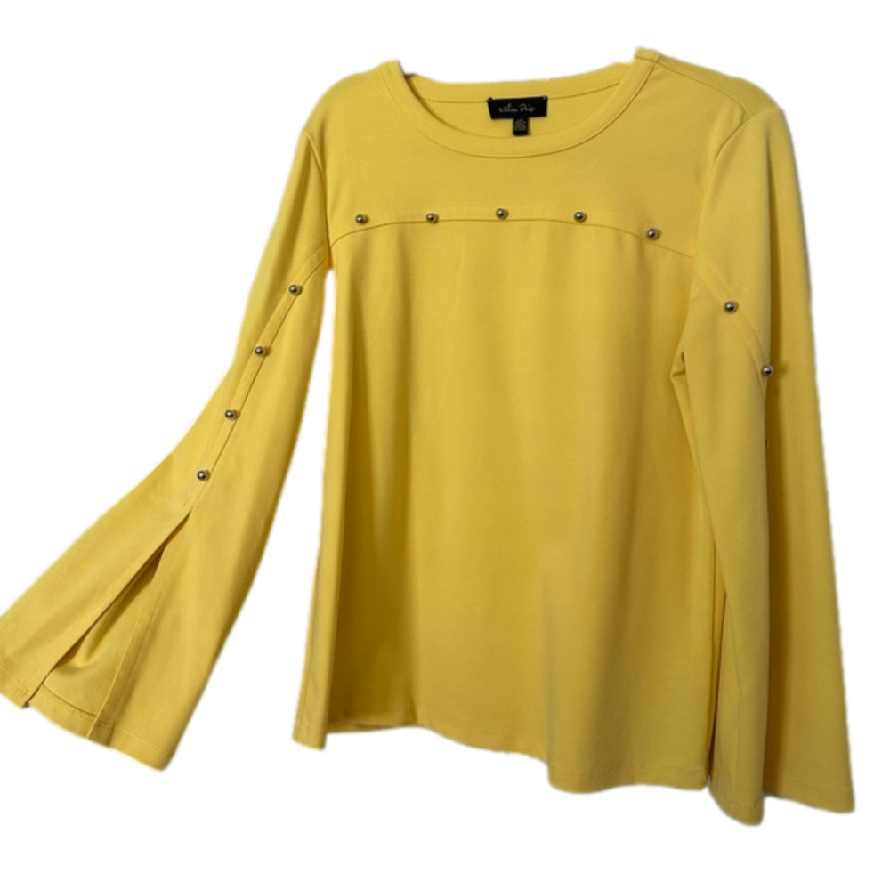 Melissa Paige Split Long Sleeve Embellished Top